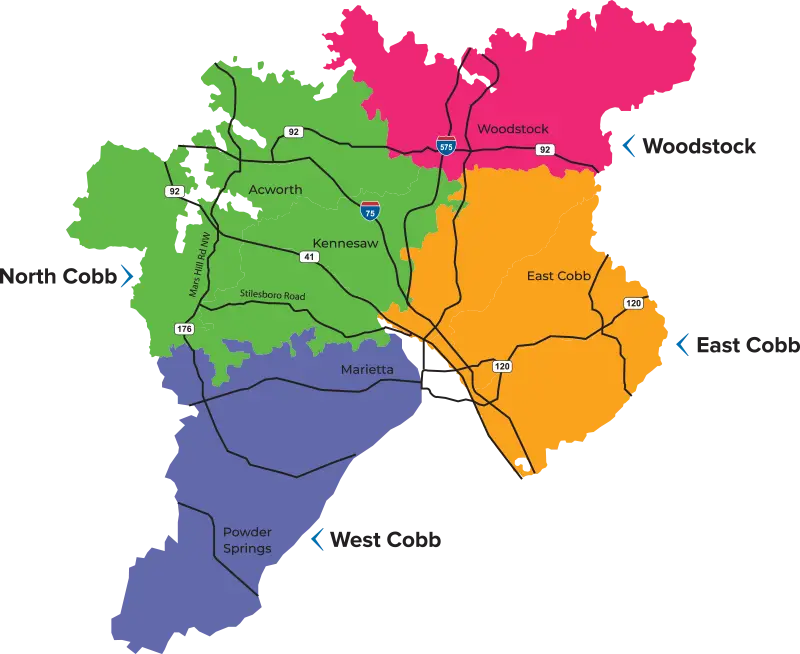 Map of Cobb County, GA