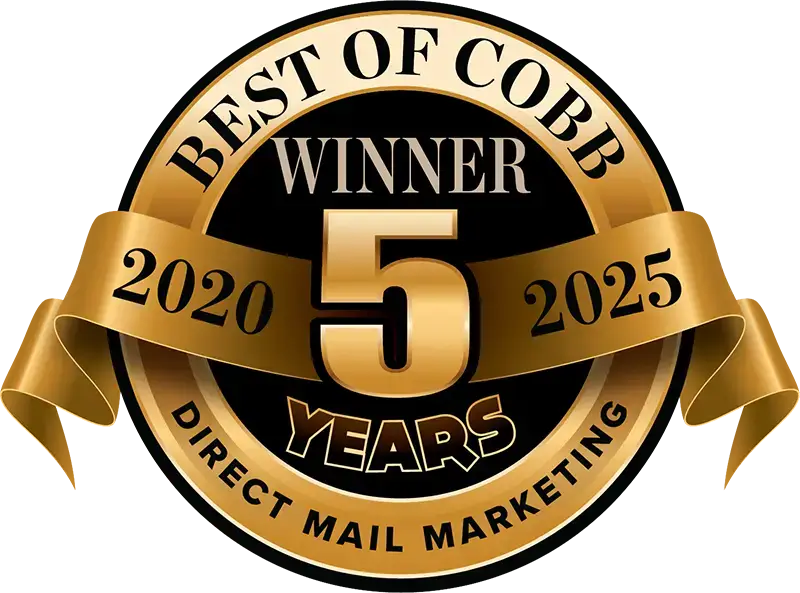 Best of Cobb Winner Badges from 2021 to 2024 for Direct Mail Marketing